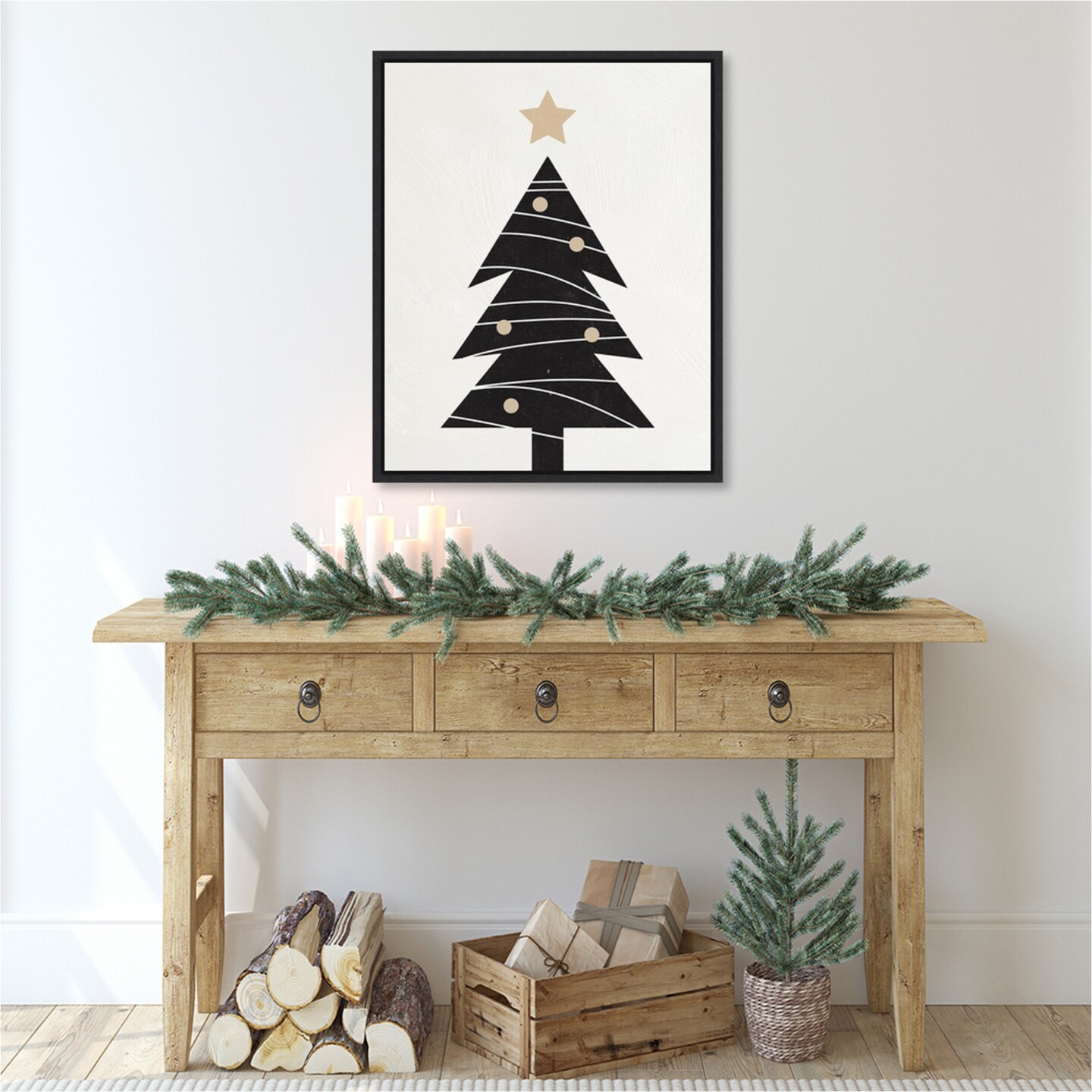 Modern Christmas Tree I by Nina Blue Canvas Art Framed