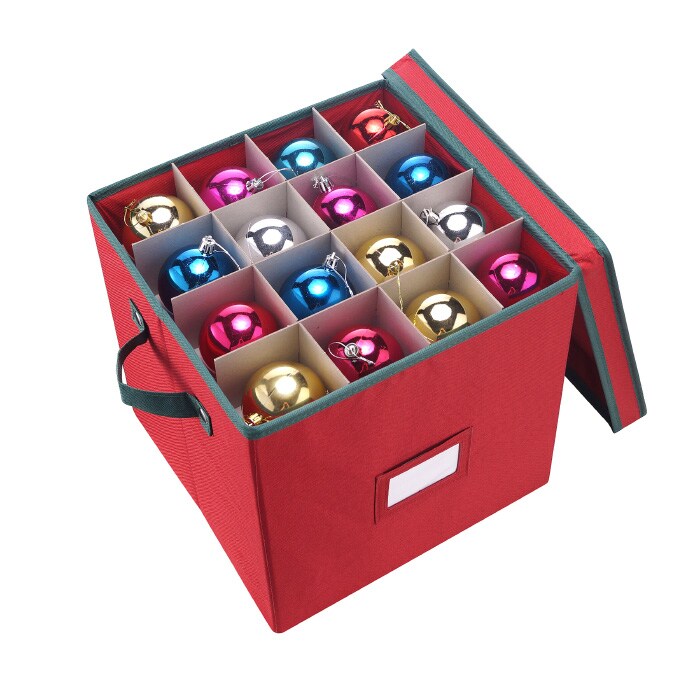 Elf Stor Christmas Ornament Storage Box Red Heavy Duty 64 Compartment 12X12x12