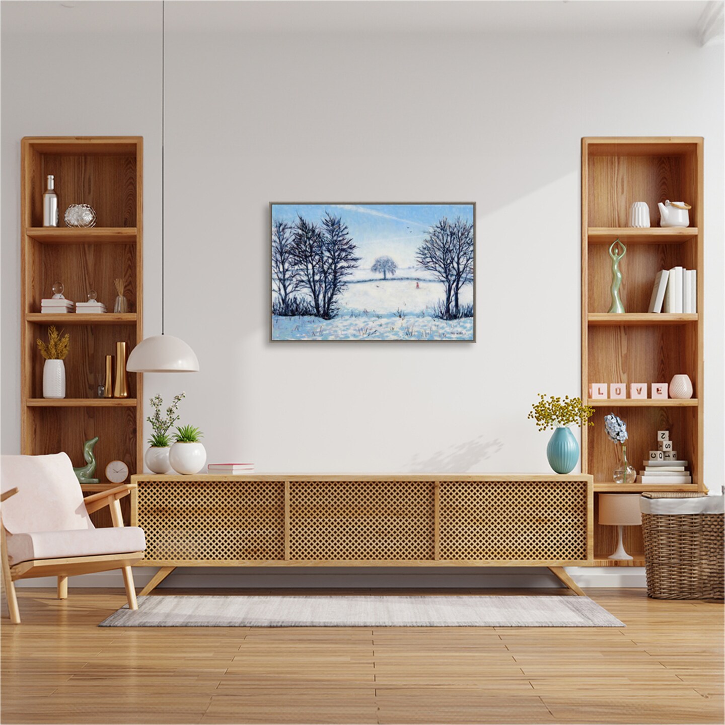 A Snowy Winters Walk by Tilly Willis Canvas Art Framed