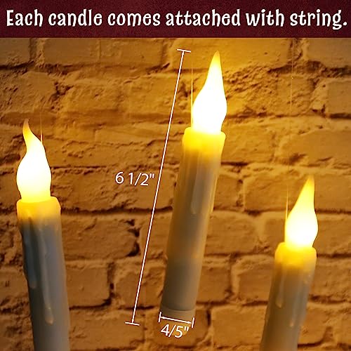 Halloween Decorations - Floating LED Candles with Wand Remote Control - Witch Wizard Gifts Christmas Decor for Indoor Home Room Classroom Bedroom Party (with Wand Remote)