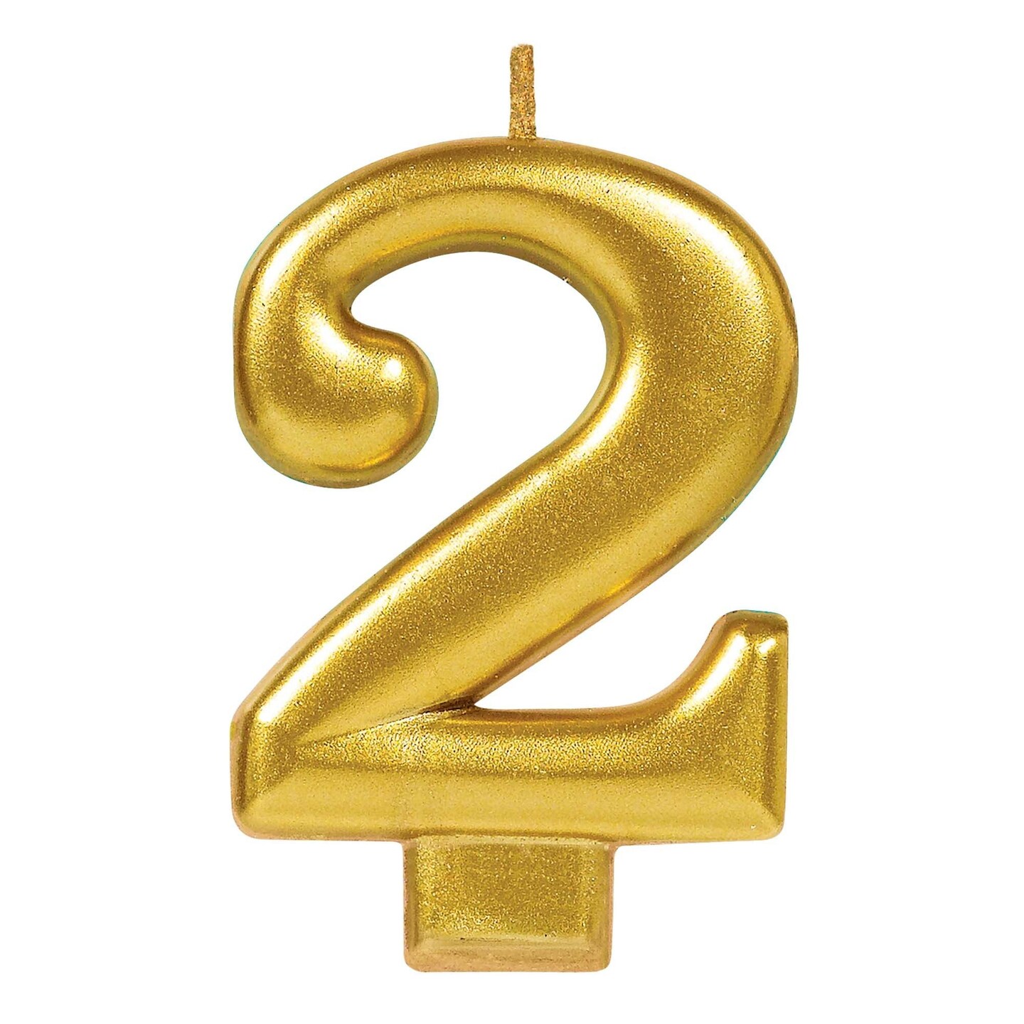 Numeral #2 Metallic Birthday Candle - Gold, 1ct