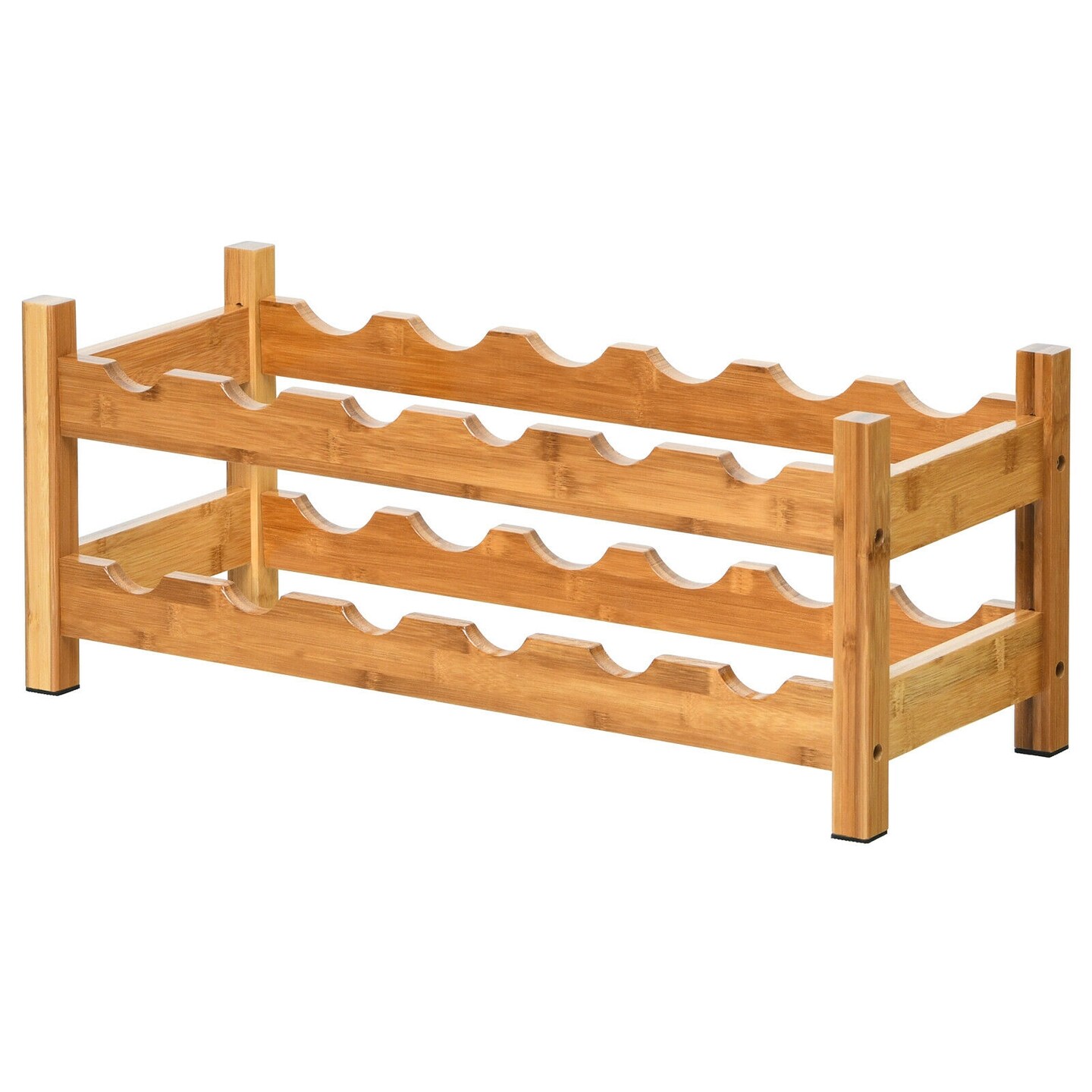 2-Tier 12 Bottles Bamboo Storage Shelf Wine Rack