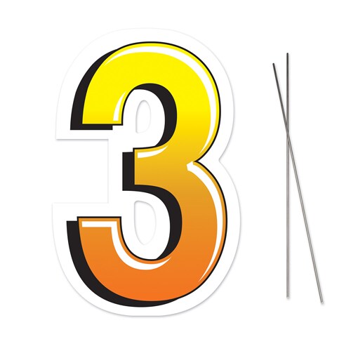 Number 3 Yard Sign With Metal Stakes