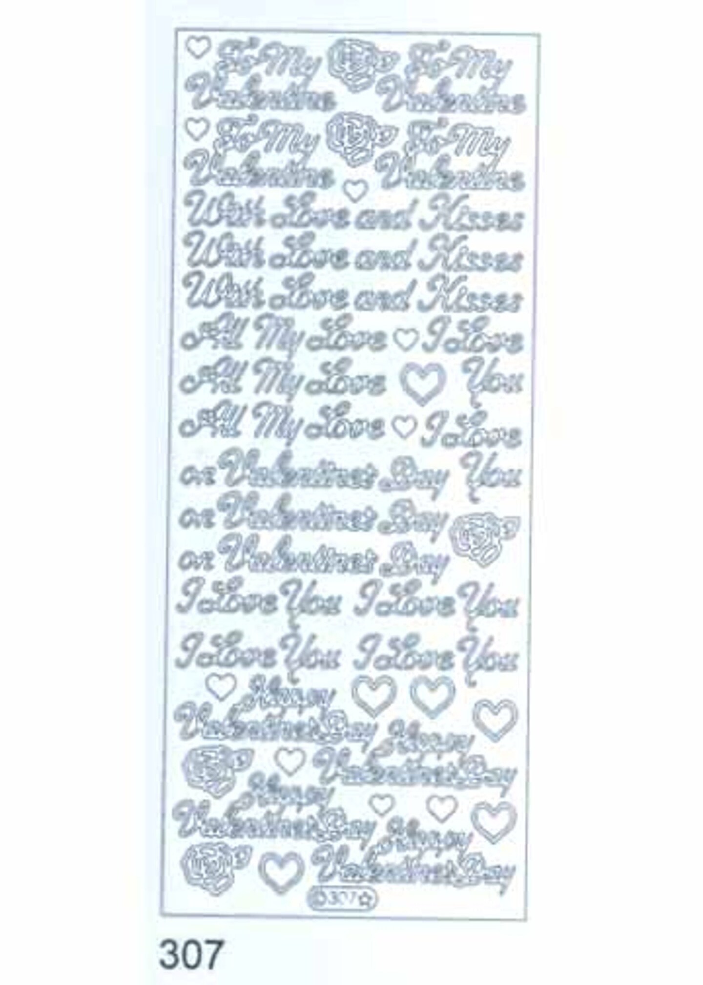 Starform Deco Stickers - All My Love/Happy Valentines - Silver