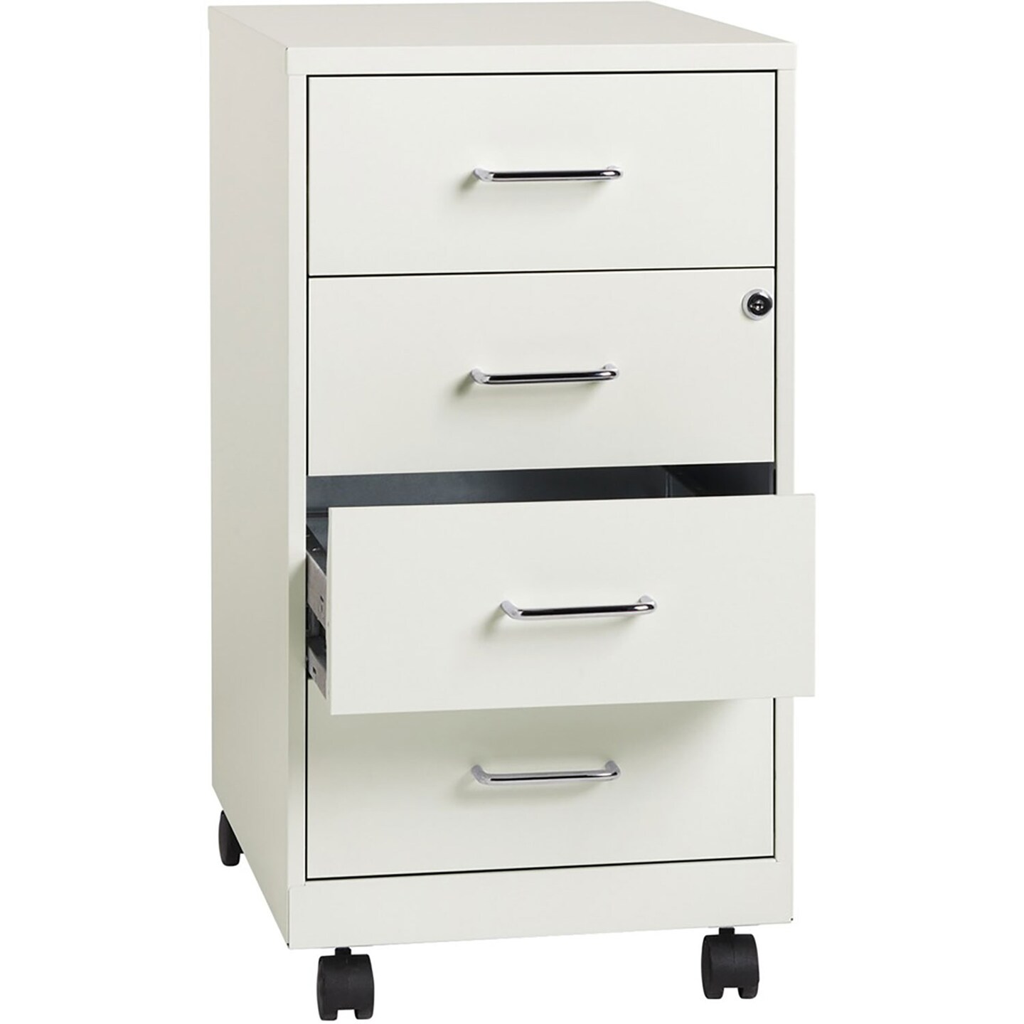 Lorell 26-1/2&#x22; Mobile Storage Cabinet - 4-Drawer - 14.3&#x22; x 18&#x22; x 26.5&#x22; - 4 x Drawer(s) - White