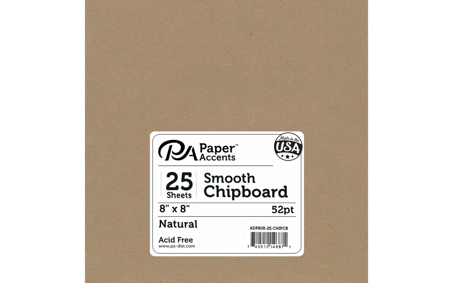 Chipboard 8x8 1X Heavy 52pt 25pcPk Natural