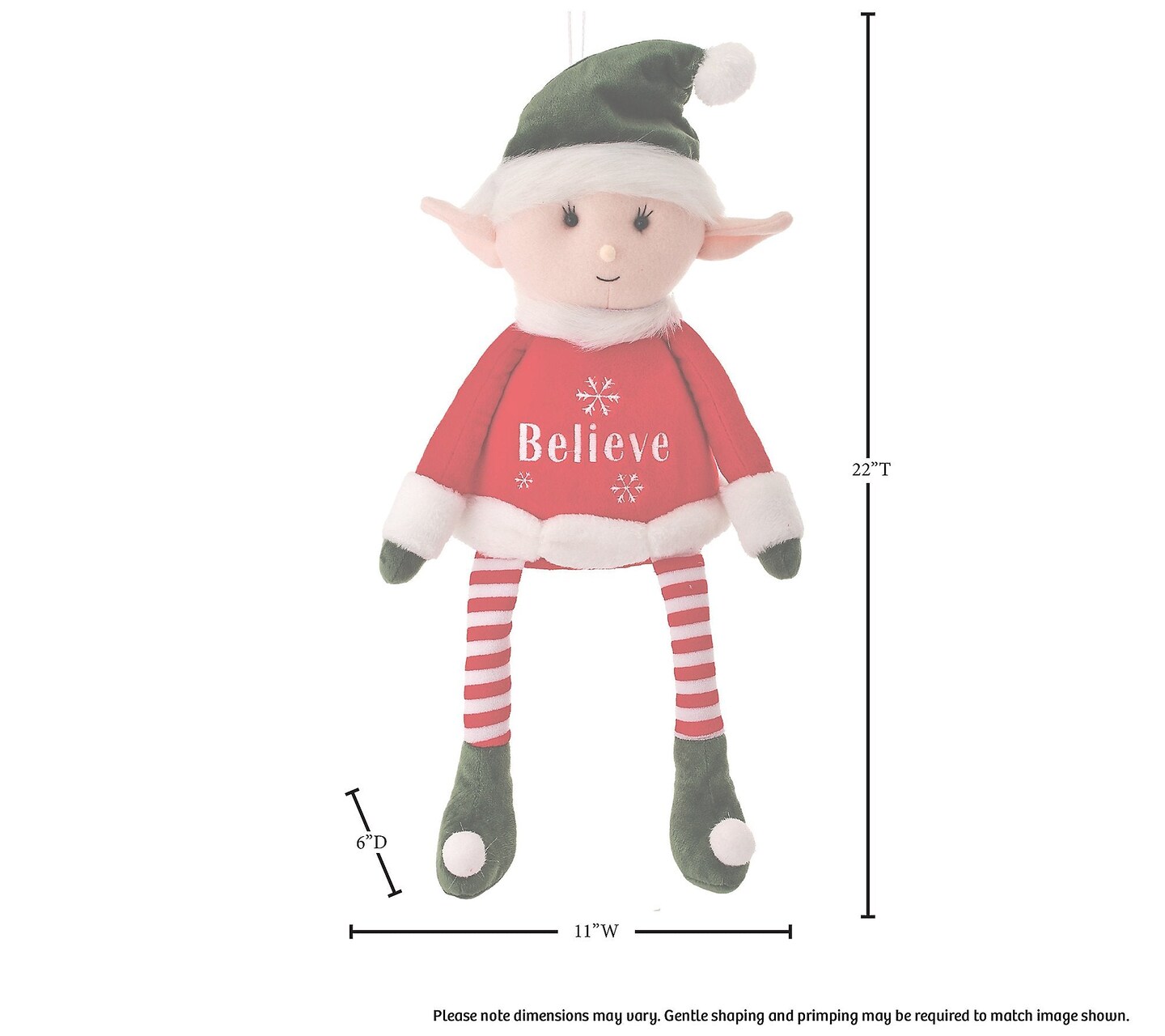 22-Inch Fabric Retro &#x27;Believe&#x27; Sitting Elf: Charming Holiday Decoration with Vintage Appeal