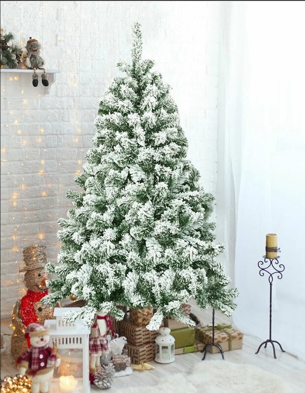 Snow Flocked Christmas Tree - Premium Hinged Artificial Pines Tree with Snow-Covered Branches - Miniature Holiday Decor for Festive Home Display and Tabletop Delight - Effortless Assembly and Rustic Elegance