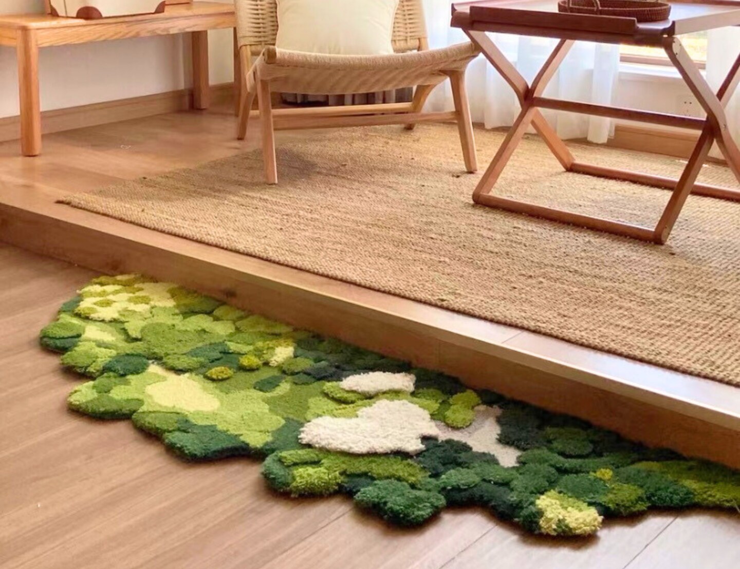 3D Moss Handmade Tufted Area Rug for Living Room, Green Moss