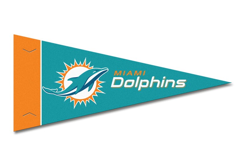 Dolphins Mini Pennant, 4&#x22; x 9&#x22; - Licensed By Rico