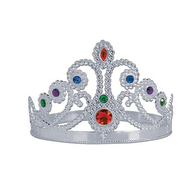 Plastic Jeweled Queen&#x27;s Tiara - Silver