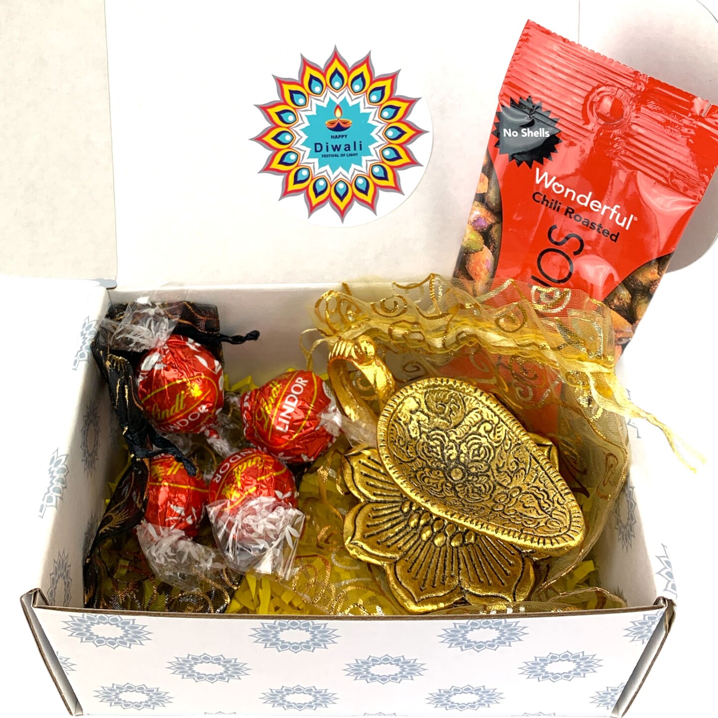 Personalized Diwali Gifts Hamper Indian Festival Diwali Gift Boxes Lotus Diya Chocolate &#x26; Sweets Box for Employees Home Office Friends Family &#x26; Relatives - Corporate Return Gift Items