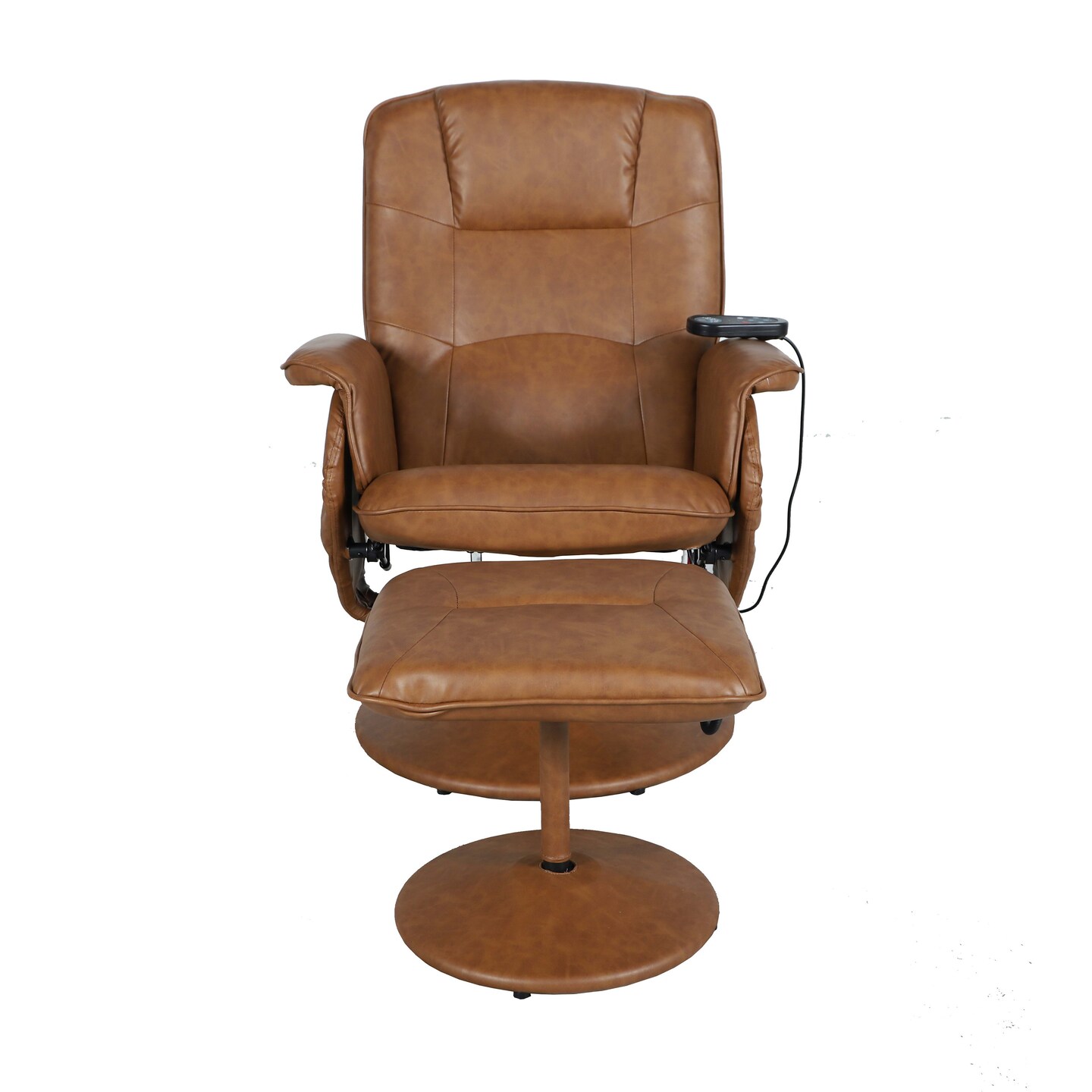 Emma and Oliver Massaging Multi-Position Recliner with Deep Side Pockets and Ottoman with Wrapped Base