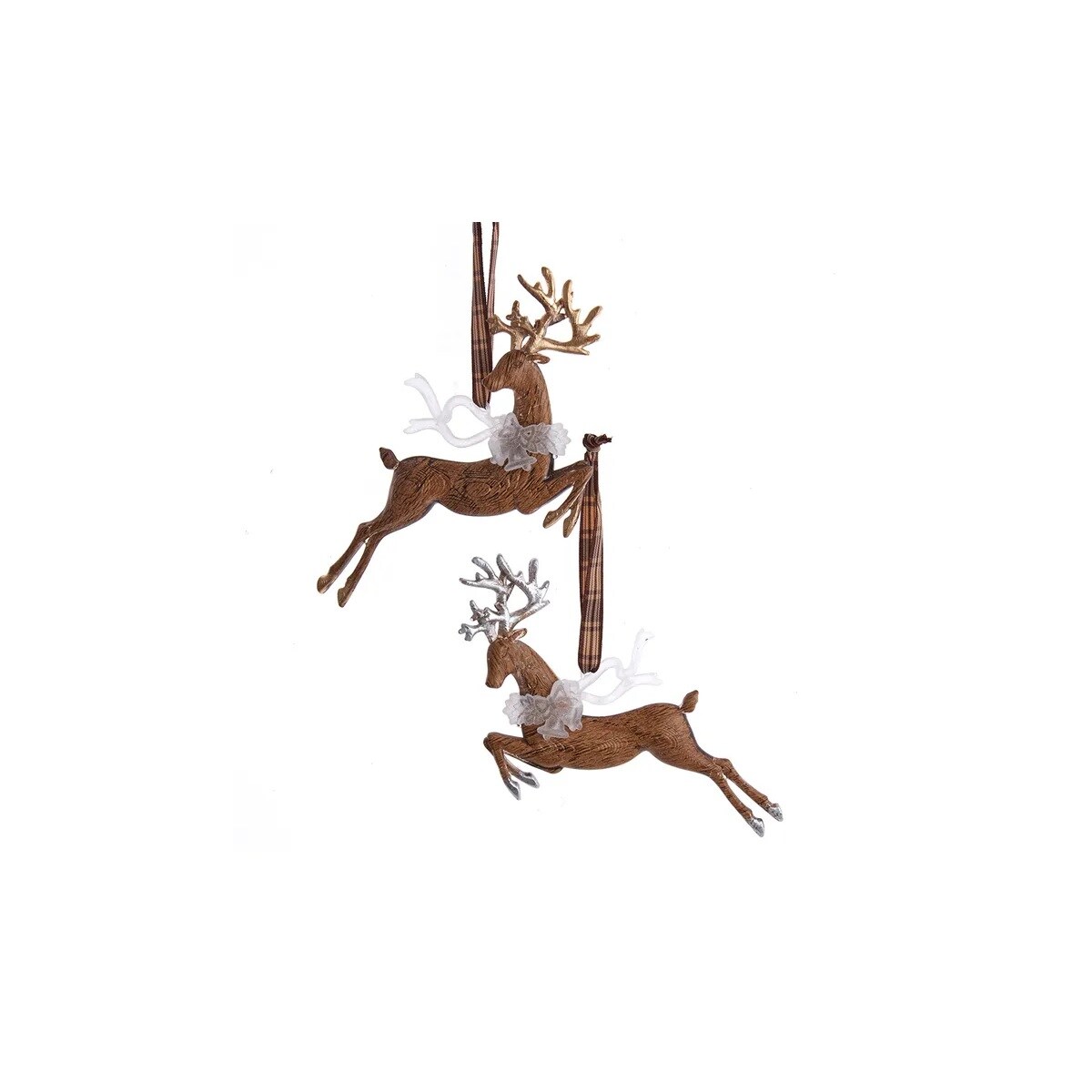 KSA Set of 24 Rustic Deer Christmas Ornaments 6.25&#x22;