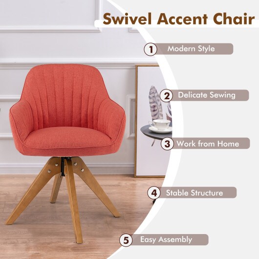 Mid-Century Modern Swivel Accent Chair with Linen Fabric Cover