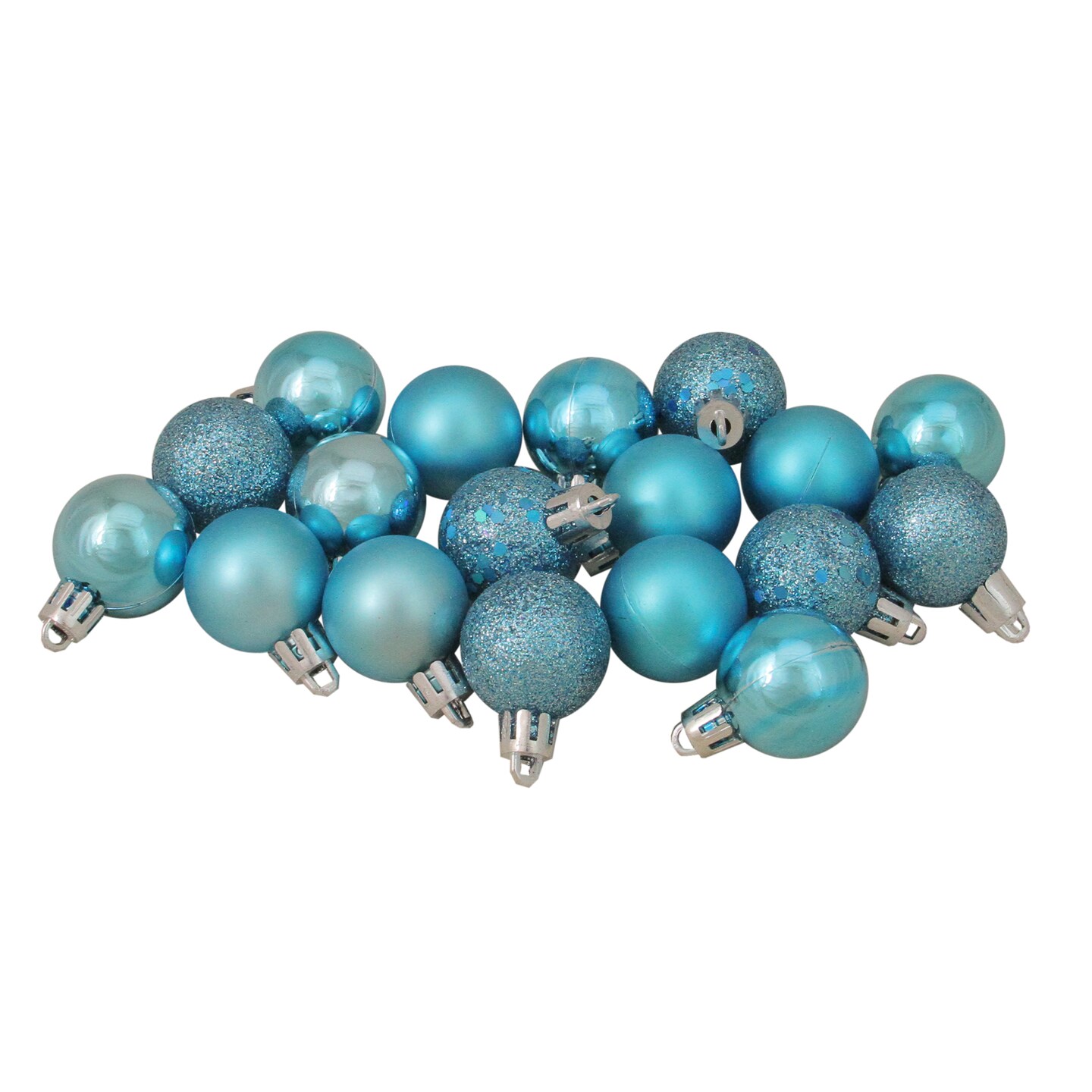 Northlight 18ct Turquoise Blue Shatterproof 4-Finish Christmas Ball Ornaments 1.25" (30mm)