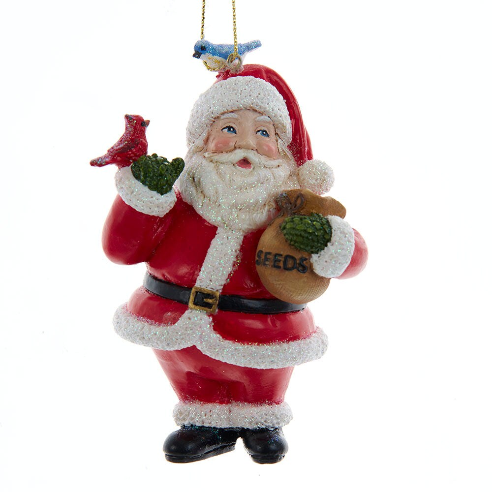 4.25&#x22; Santa with Birds Ornament &#x2013; Charming Resin Christmas Tree Decoration