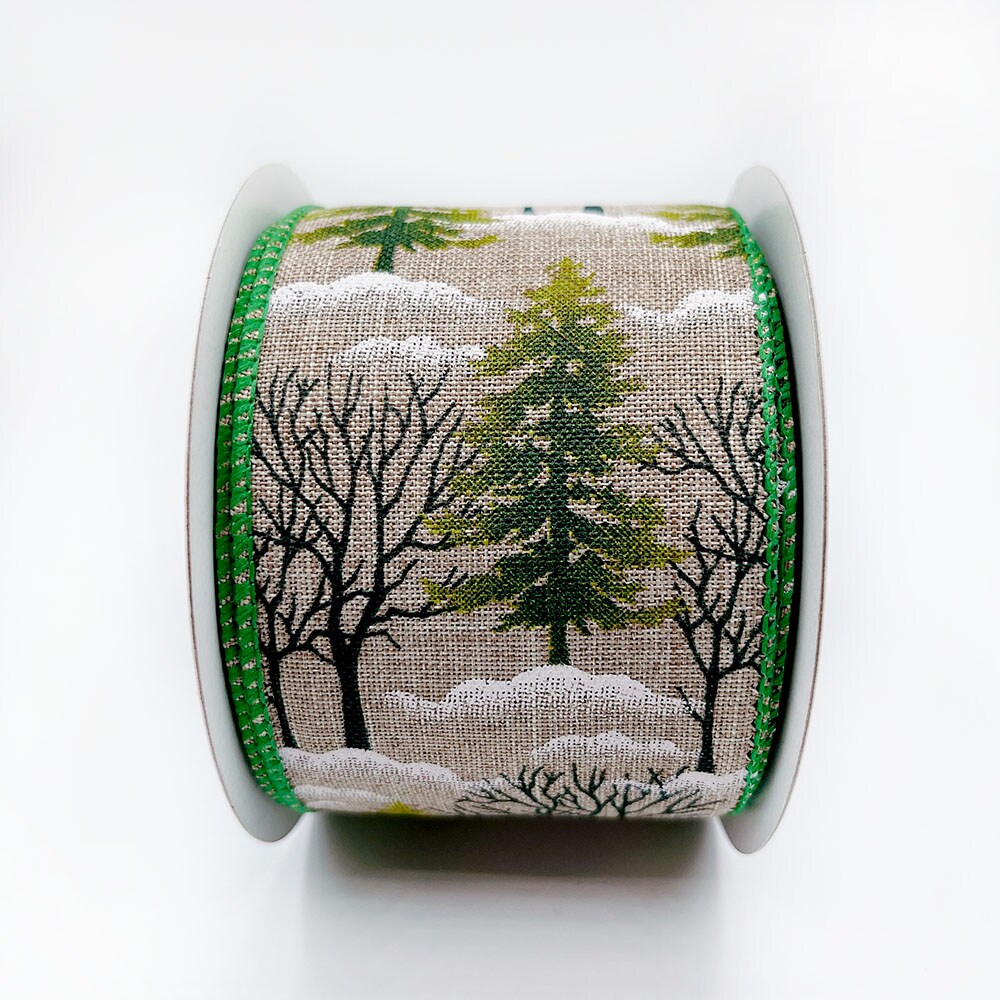 Designer&#x27;s Shop Holiday Christmas Tree wired edge ribbons, WR 63-5123, 2.5 x 10 yards