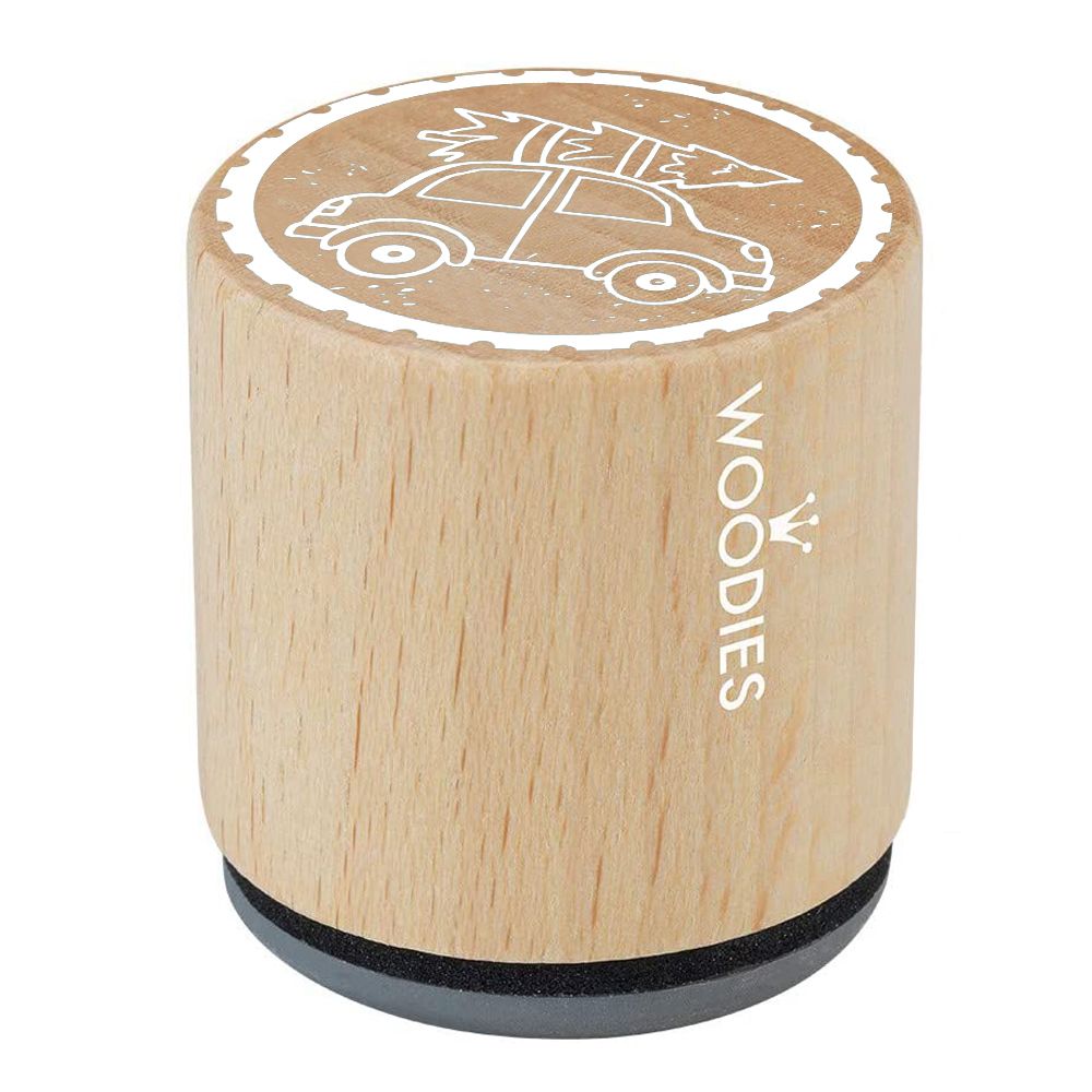 WOODIES Holiday Stamp and Ink Kit, Car with Xmas Tree Impression, 13/16" diameter Impression