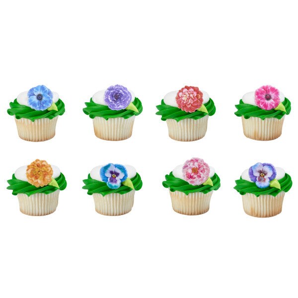 Garden Flowers Cupcake Rings, 12ct