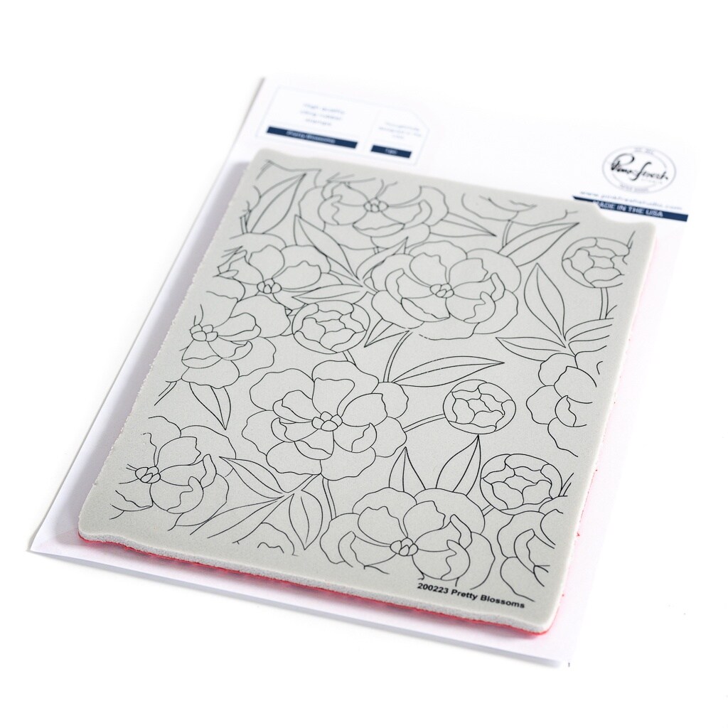 Pinkfresh Studio Cling Rubber Background Stamp A2-Pretty Blossoms