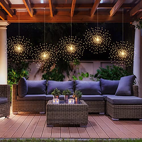 200LED Hanging Sphere Lights, Battery Operated Starburst 8 Modes Dimmable Remote Control, Waterproof Fairy Copper Wire Indoors Outdoors Christmas Decoration (Warm White)