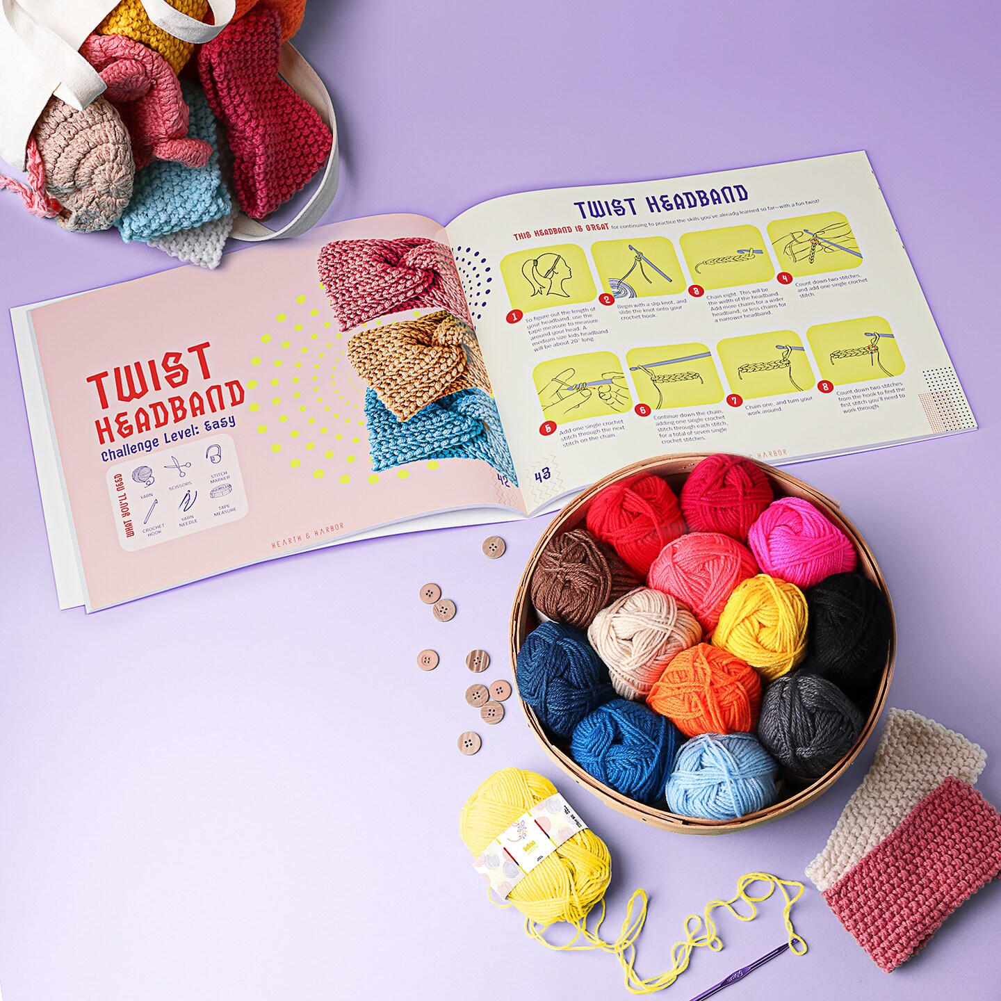 Hearth & Harbor DIY Crochet Kit (45 Pieces), Beginner Crochet Set 