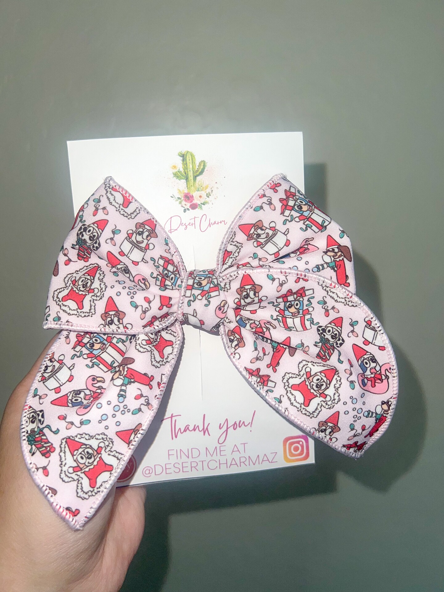 Bluey dog Hair Bow, Christmas Bluey Hair Bows, Blue Dog Christmas Bow