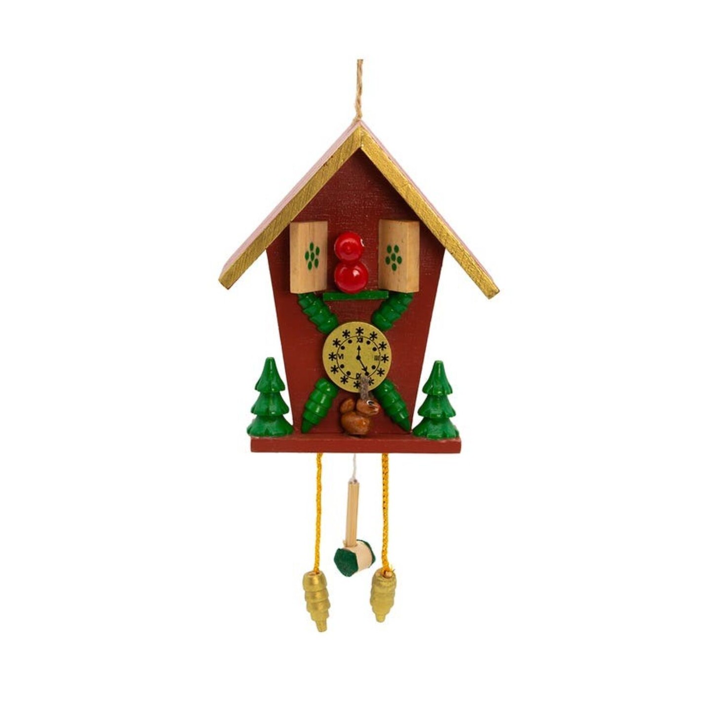 KSA Set of 6 Wooden Cuckoo Clock Christmas Ornaments 6&#x22;