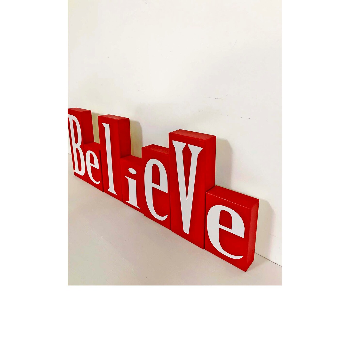 Believe wood blocks sign XTRA LARGE set of Christmas Decor