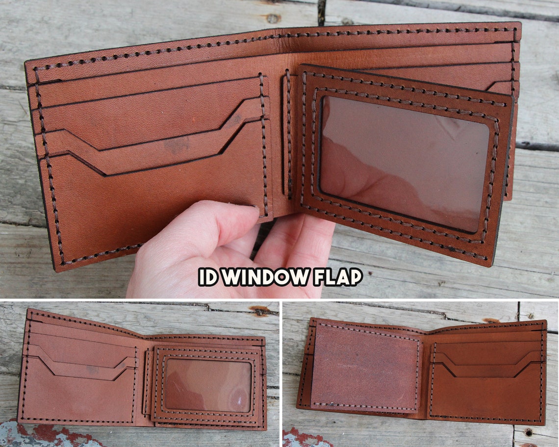 Custom Leather Wallet Mens Wallet Laser Engraving Small Bifold Wallet  Handmade