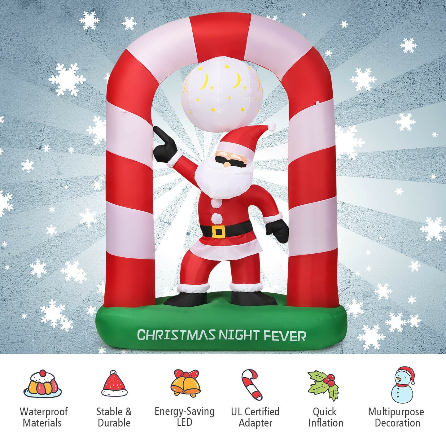 7.5 Feet Inflatable Christmas Lighted Santa Claus