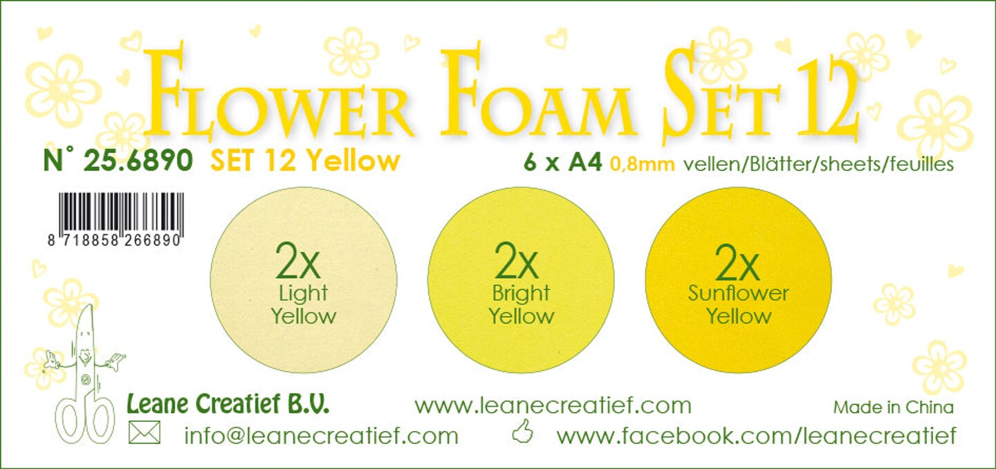 Leane Creatief - Flower Foam - Set 4 - Yellow :)