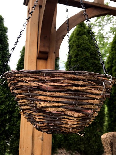 14&#x22; RUSTIC WICKER WOOD Hanging Woven Basket