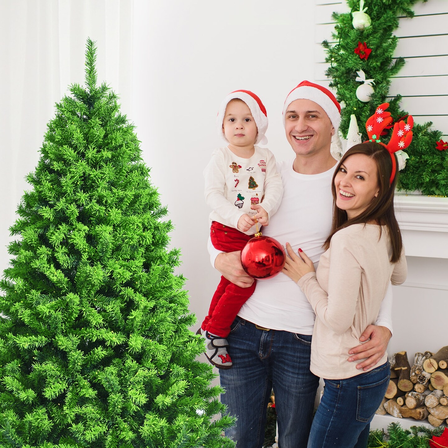 Snow Flocked Artificial Christmas Tree with Metal Stand