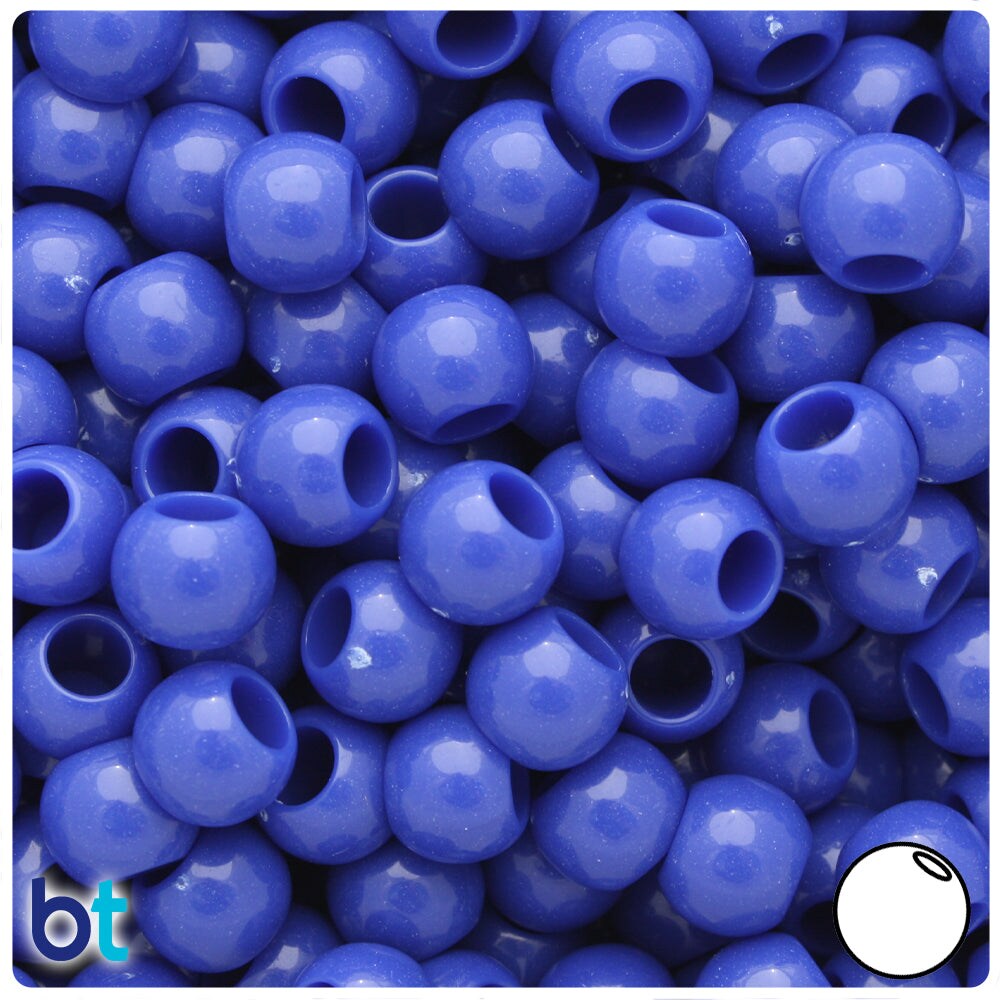 BeadTin Dark Blue Opaque 10mm Round Plastic Pony Beads (125pcs)
