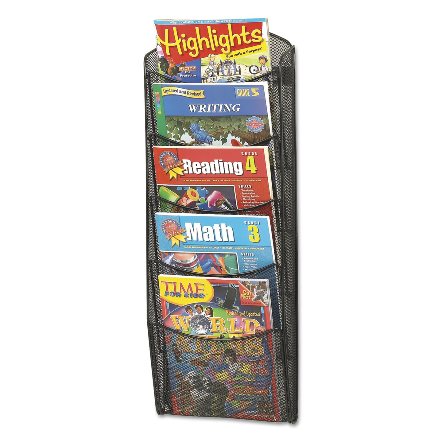Onyx Mesh Literature Rack, Five Compartments, 10.25w x 3.5d x 28.33h, Black Onyx Mesh Literature Rack, Five Compartments, 10.25w x 3.5d x 28.33h, Black