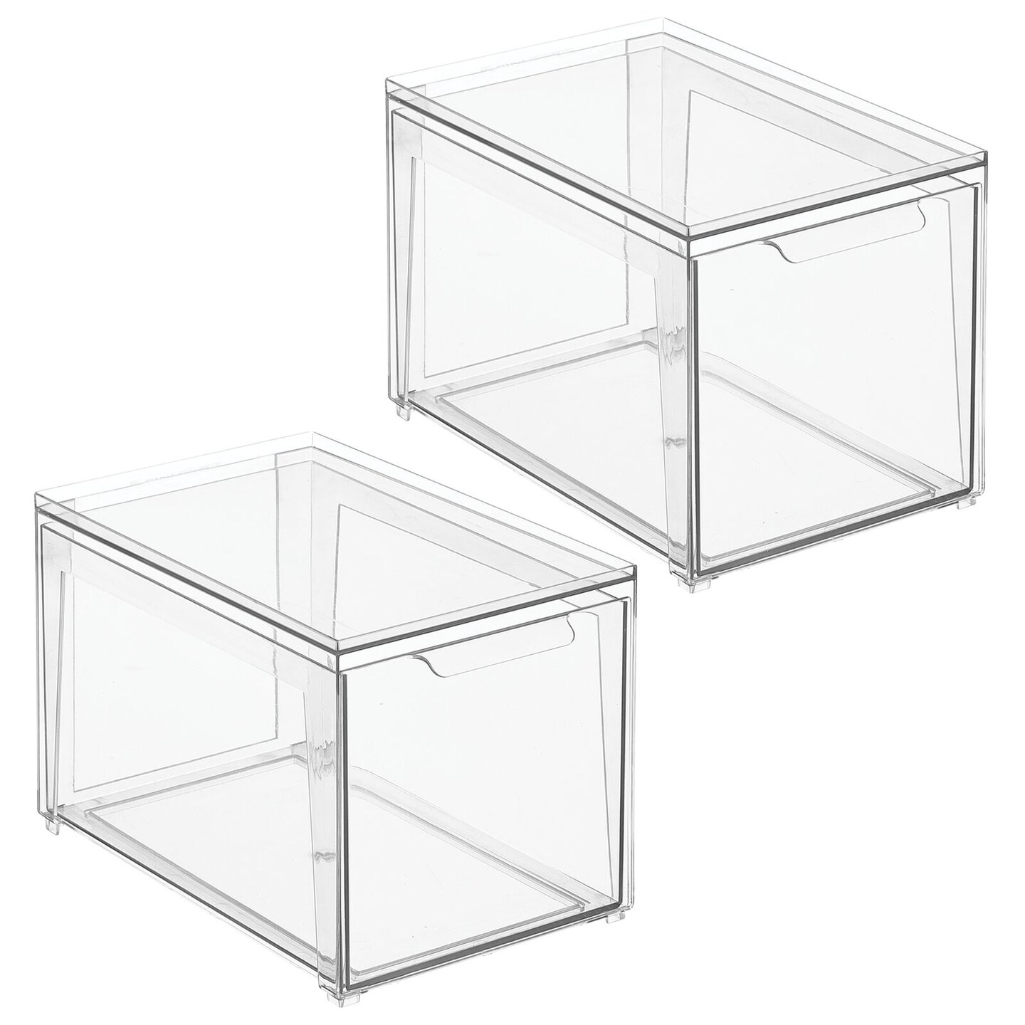 mDesign Stackable Kitchen Storage Bin Box with Pull-Out Drawer - Clear