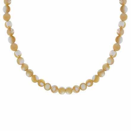 Sterling Silver 4mm Genuine Natural Mother of Pearl Stone Bead Beaded Chain 15-19&#x22; Necklace