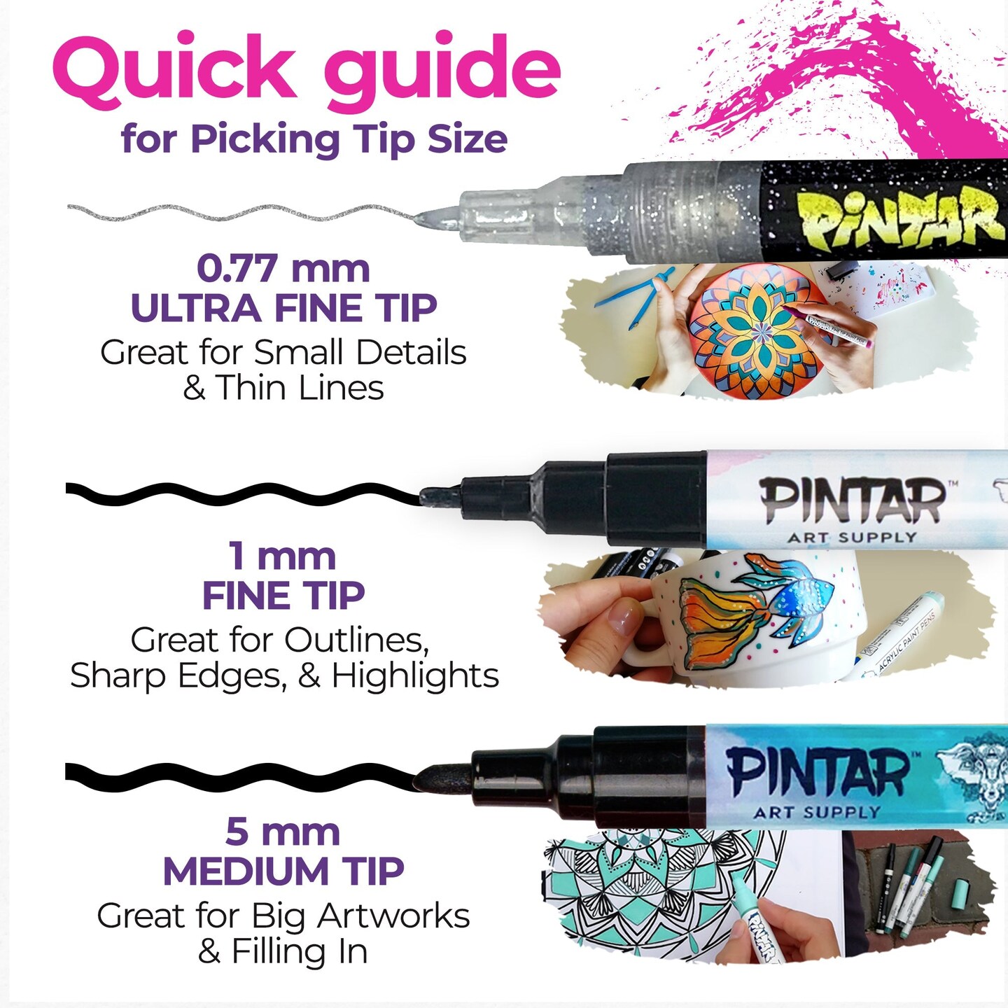 Pintar Glitter Paint Pens 14 Pack Acrylic Extra Fine Tip 0.7mm