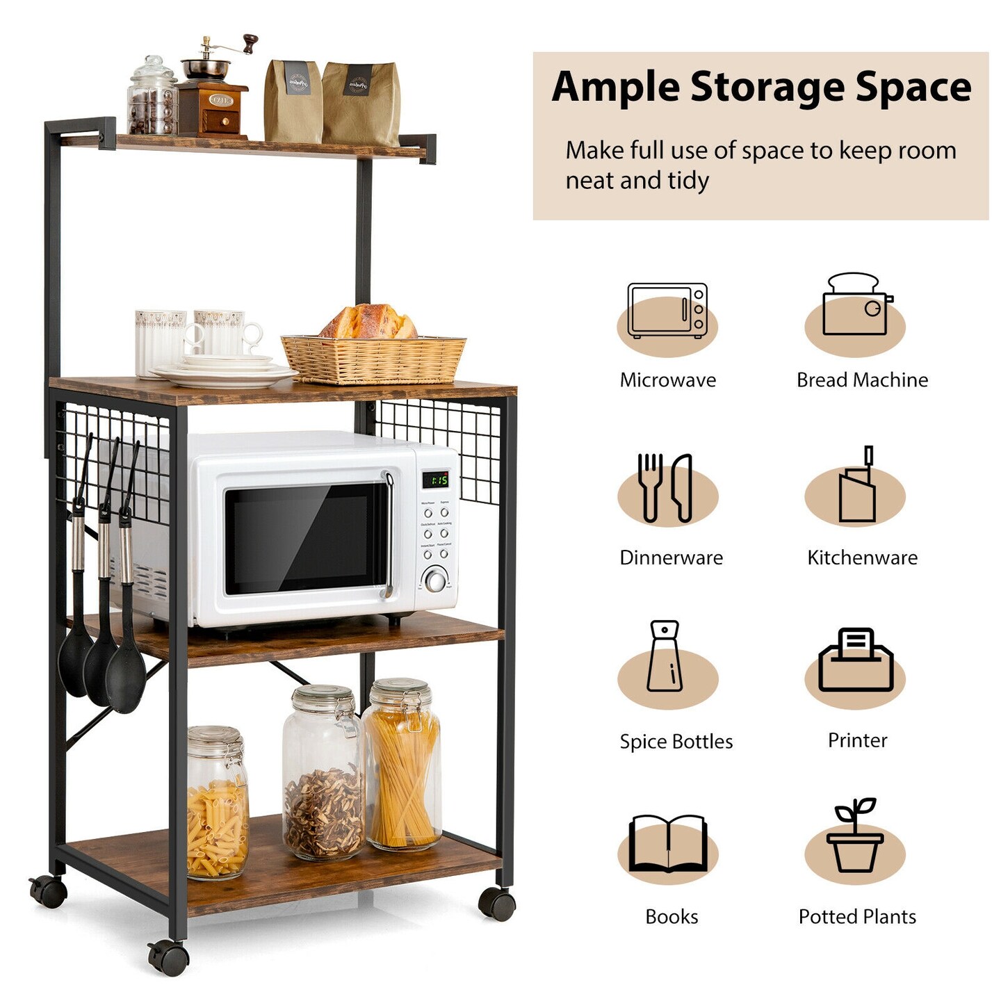 4-Tier Kitchen Baker&#x27;s Rack on Wheels