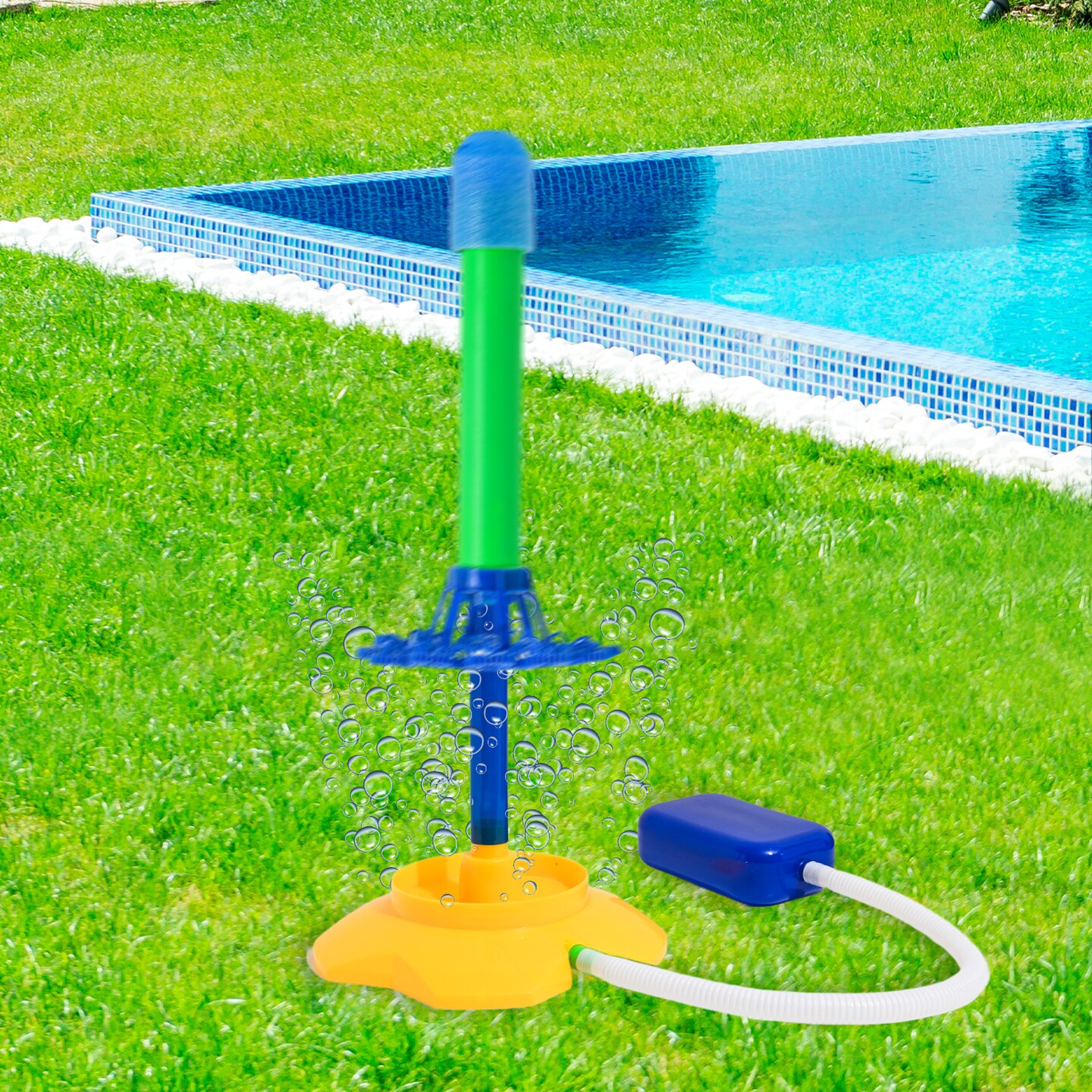 Rocket Launcher Bubbles Outdoor Toys For Kids - 8.5 Oz Bubble Solution Included- Bubble Toys For Summer Outdoor Fun, Outdoor Kids Party, Kids Gift