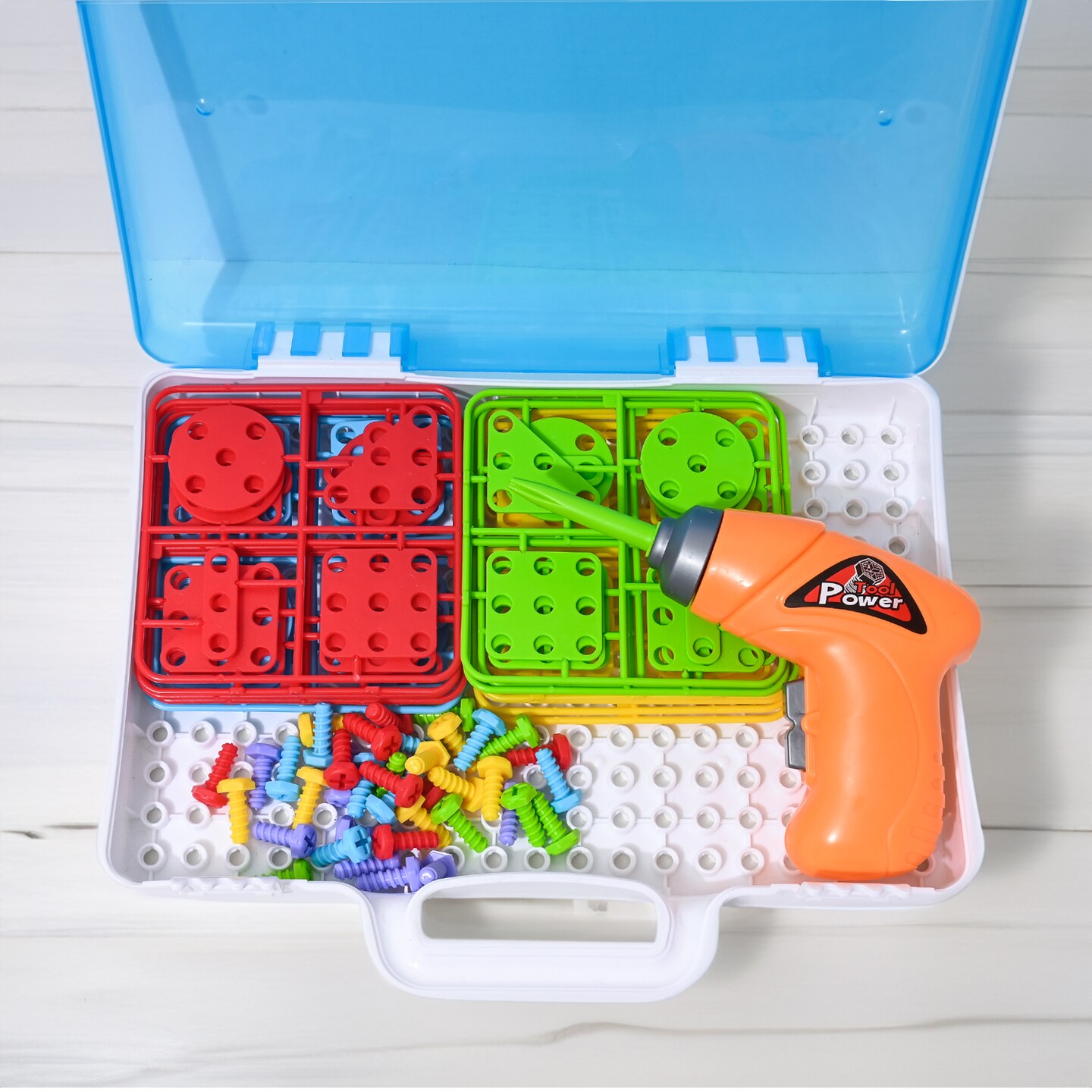 Drill &#x26; Play Creative Educational Toy with Real Toy Drill - Mosaic Design Building Toys Tool Kit