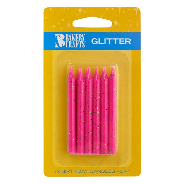 Smooth Glitter Birthday Candles, 12pc