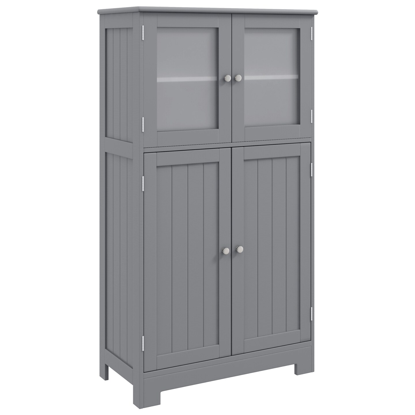 Black MDF Glass Door Floor Cabinet with Adjustable Shelf &#x2013; 43 inches Storage Unit