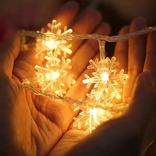 CESOF Christmas Lights, 20 Ft 40 LED Snowflake String Lights Battery  Operated Fairy Lights for Bedroom Room Party Home Xmas Decor Indoor Outdoor  Tree Decorations Warm White