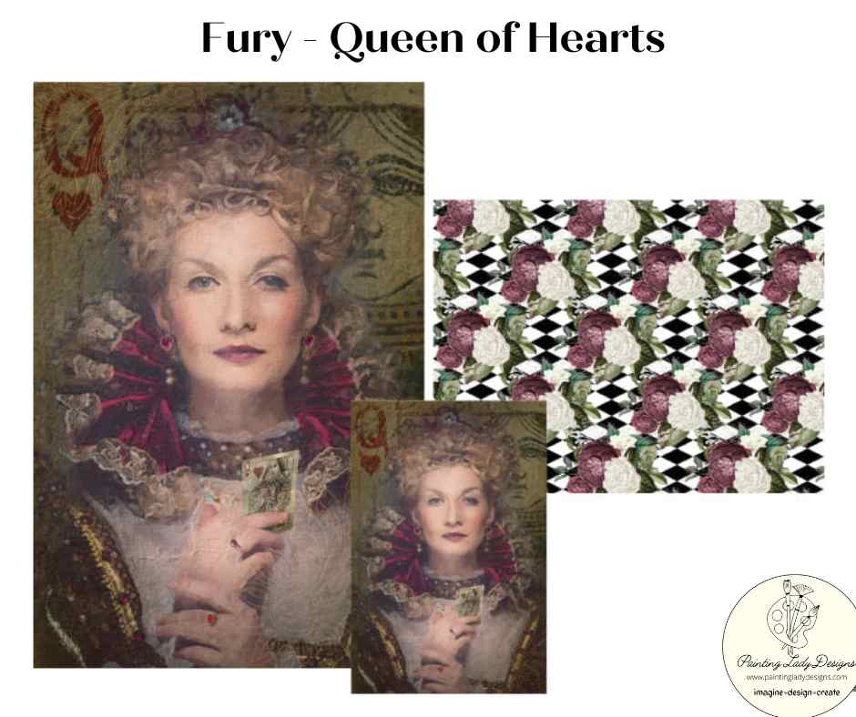 Fury (Queen of Hearts) Decoupage and Mixed Media Papers (small)