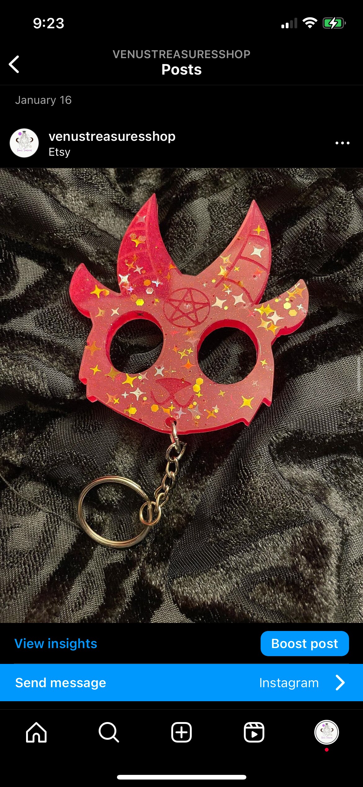 Resin Baphomet Keychain, color: Black