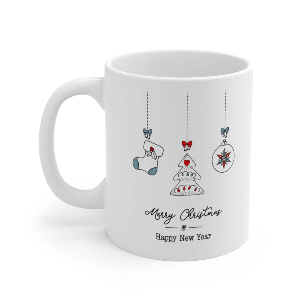 Merry Christmas Mug with Printed Stockings and Presents