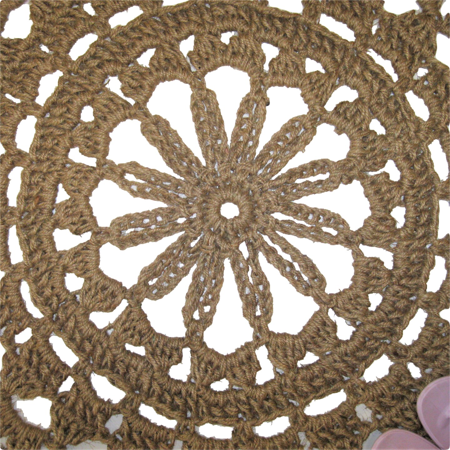 Crochet Jute Rug, Circles Rug, Jute Rug, Handmade, Round Jute Rug